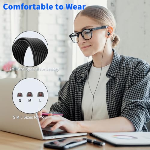 3.5mm Headphones Wired Earbuds for Laptop School Computer PC,Black - color: Black