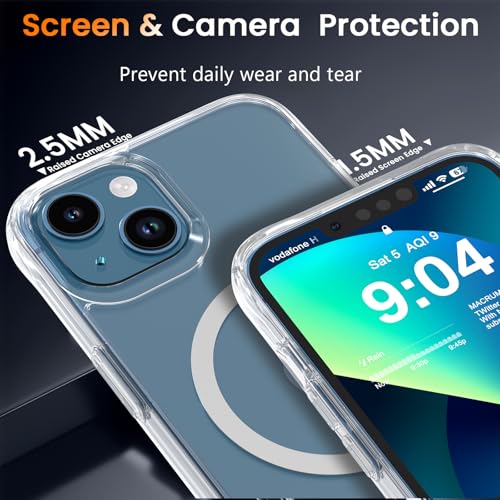 WRJ Magnetic Clear Case for iPhone 14 Plus 6.7-Inch,Clear | Fit for Magsafe,Military Grade Drop Protection,Non-Yellowing Anti-Scratch Ultra Slim Transparent Shockproof Phone Case - size: For iPhone 14 Plus 6.7 Inch