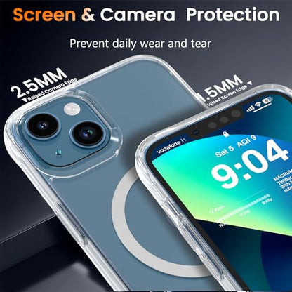 WRJ Magnetic Clear Case for iPhone 14 Plus 6.7-Inch,Clear | Fit for Magsafe,Military Grade Drop Protection,Non-Yellowing Anti-Scratch Ultra Slim Transparent Shockproof Phone Case - size: For iPhone 14 Plus 6.7 Inch