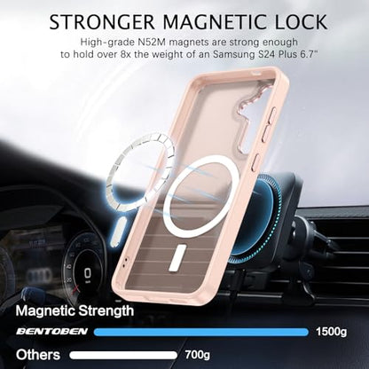 BENTOBEN Magnetic for Samsung Galaxy S24 Plus Case [Compatible with Magsafe] Translucent Matte Slim Thin Shockproof Anti-Yellow Women Men Protective Phone Cover for Samsung Galaxy S24 Plus 6.7",Pink - color: Pink