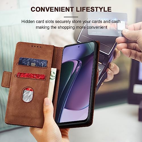 Jasonyu Flip Wallet Case for Moto G Stylus 5G (2023),Leather Magnetic Folio Cover with Card Holder,Kickstand - TPU Shockproof Durable Protective Phone Case,Brown | PU Leather Magnetic Folio Cover,with Card Holder,Kickstand,TPU Shockproof,Durable,Protectiv