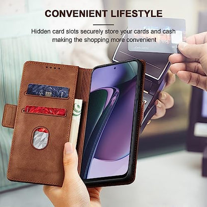 Jasonyu Flip Wallet Case for Moto G Stylus 5G (2023),Leather Magnetic Folio Cover with Card Holder,Kickstand - TPU Shockproof Durable Protective Phone Case,Brown | PU Leather Magnetic Folio Cover,with Card Holder,Kickstand,TPU Shockproof,Durable,Protectiv