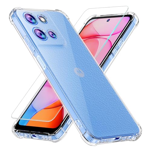 Phone Case for Motorola Moto G Play 2026, Moto G 2026, Moto G 2025 with Tempered Glass Screen Protector, Soft Flexible TPU Slim Fit Shockproof Phone Cover for Women Men Girls Boys (Clear) - color: Clear, size: Moto G 2025/Moto G 2026/Moto G Play 2026