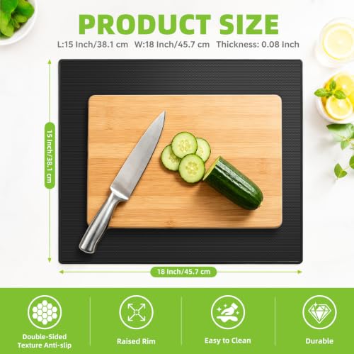 15"x18" Extra Large Double-Sided Non-Slip Cutting Board Mat - color: Large Black