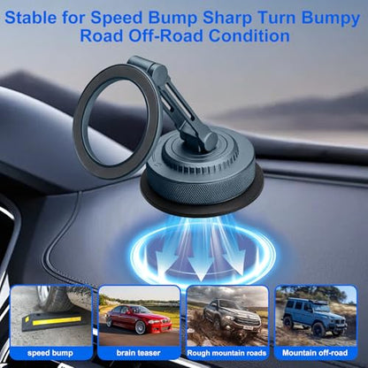PIEPIE All-Metal Alloy Magnetic Suction Cup Car Phone Mount Holder Dash