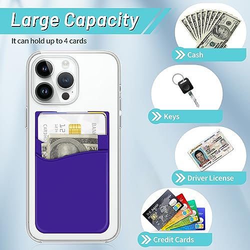 SHANSHUI Phone Card Holder, 3 Pack Cell Phone Sleeves Silicone Wallet for Credit ID Business Card Pocket Fitting for iPhone, Android and Most Smartphones - Black Purple Blue - color: Purple+Blue+Black
