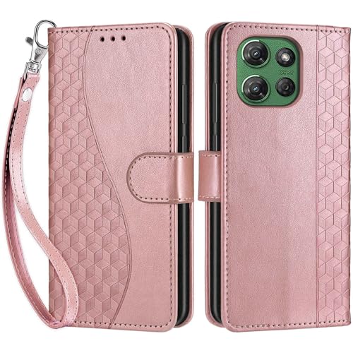 Wallet Case for Motorola Moto G Power 2025/2026, Rose Gold | Women Flip Folio Cover, Embossed PU Leather, Stand, Credit Card Holders Slots, Wrist Strap - color: 4