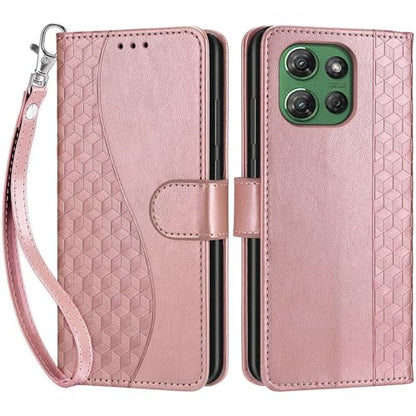 Wallet Case for Motorola Moto G Power 2025/2026, Rose Gold | Women Flip Folio Cover, Embossed PU Leather, Stand, Credit Card Holders Slots, Wrist Strap - color: 4