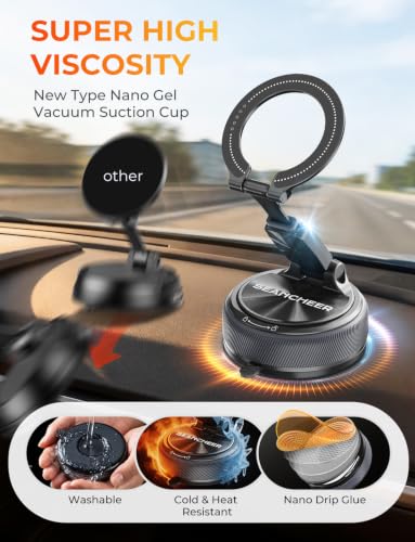 2-in-1 Detachable MagSafe Car Mount, Magnetic Phone Holder for Car