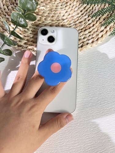 Cartoon Flowers Phone Grip Stand, Cute Clear Cell Phone Holder,Collapsible Cell Phone Accessory, Phone Charms Holder Support with Transparent Base for Kindle - color: blue