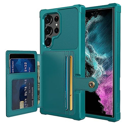 for Samsung Galaxy S23 Ultra Case with Card Holder, Compatible with Magnetic Car Mount, Heavy Duty Shockproof Rugged Soft TPU Back Leather Flip Wallet Cover Galaxy S23 Ultra 5G 6.8", Green - color: Green, size: Samsung Galaxy S23 Ultra