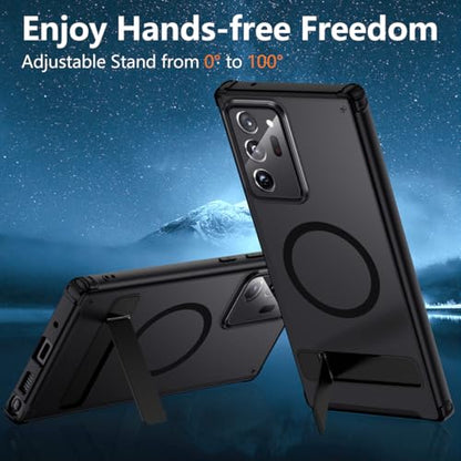 TIANNIUKE Magnetic Case for Samsung Galaxy Note 20 Ultra, Translucent Matte Anti-Fingerprint,Compatible with MagSafe,Adjustable Kickstand,Shockproof Protective Phone Case (Black) - color: Kickstand Black, size: Galaxy Note 20 Ultra