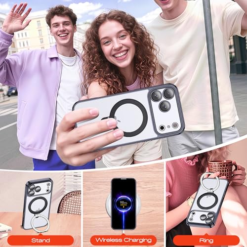 for Plating iPhone 17 Pro Max Case with Magnetic Stand,Black - color: Black, size: iPhone 17 Pro Max