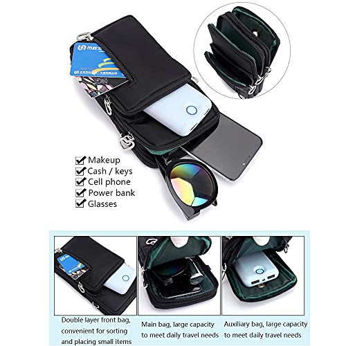 Women Crossbody Cell Phone Purse Case Armband Bag for iPhone 12 13 Mini 14 15 Plus 11 Pro Max Google Pixel 6a 7a 8a 6 7 8 Pro - color: Black-feather