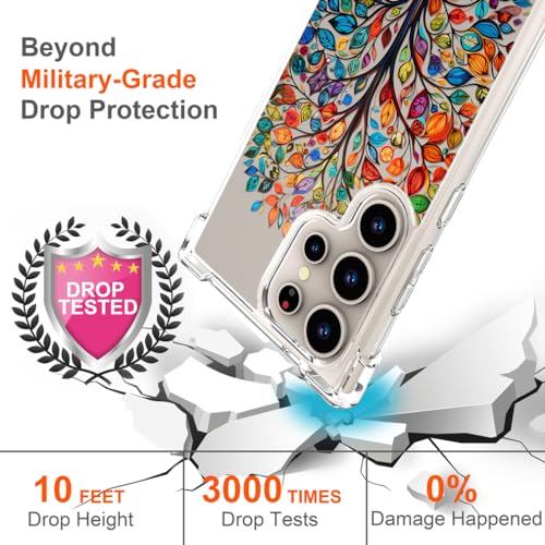 Hungo Galaxy S24 Ultra Case for Women Clear Design Cute,Girly Girls Case Compatible with Samsung Galaxy S24 Ultra Tree with Colorful Leaves Autumn - color: Autumn Tree