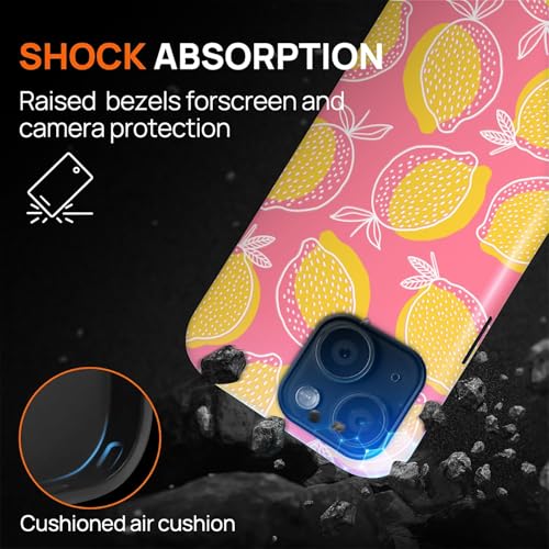 Magnetic for iPhone 14 Plus Case,[Compatible with Magsafe] Dual Layer Protective Heavy Duty Shockproof Rugged Drop Protection Bumper Hybrid Case - Pink Yellow Lemon - color: Pink Yellow Lemon, size: iPhone 14 Plus