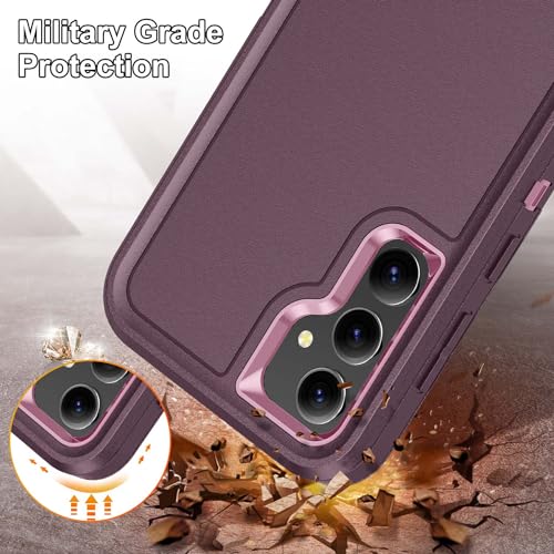 for Samsung Galaxy S23 FE Case with Kickstand Case 3-Layer Military Grade Protective Case Cover Silicone Heavy Duty Rugged Shockproof for Galaxy S23 FE Phone Case (Purple+Pink) - color: Purple+Pink
