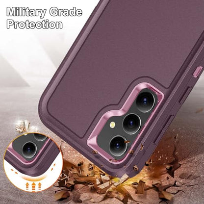 for Samsung Galaxy S23 FE Case with Kickstand Case 3-Layer Military Grade Protective Case Cover Silicone Heavy Duty Rugged Shockproof for Galaxy S23 FE Phone Case (Purple+Pink) - color: Purple+Pink