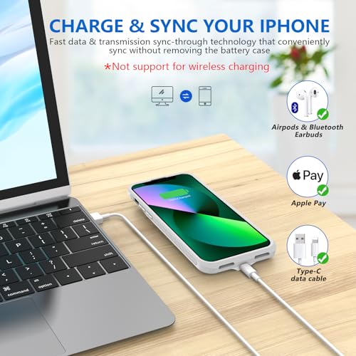 ZENEE for iPhone 14/14 Pro/13/13 Pro Battery Case【2026 Upgrade】，Powerful 7000mAh Charge Cover Protective TPU with Shockproof Bumper for iPhone 13/13 pro/14 pro/14 Charging Case -6.1inch,Gray