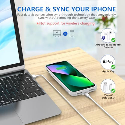ZENEE for iPhone 14/14 Pro/13/13 Pro Battery Case【2026 Upgrade】，Powerful 7000mAh Charge Cover Protective TPU with Shockproof Bumper for iPhone 13/13 pro/14 pro/14 Charging Case -6.1inch,Gray