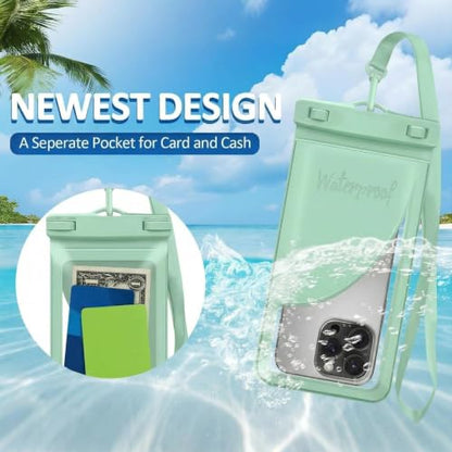 Waterproof Phone Pouch for iPhone 17 16 15 Pro Max IPX8 Green-8.3 | Card Pocket, Lightweight, Large Cellphone Dry Bag, IPX8 Rated, Beach Essential, Cruise Ship, 1 Pack, 8.3 inch - color: A7-Green -1 pack