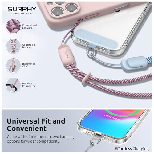 SURPHY 3 Pack Phone Wrist Strap, Phone Lanyard with Cellphone Tether Tab - color: Cloud Blue & Pink & Gray