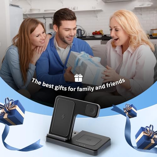 Wireless Charging Station for Apple Devices, 3 in 1 Foldable Charger Stand - color: 1 Black