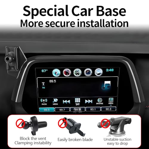 Car Magnetic Phone Mount for Chevrolet Chevy Camaro 2016 2017 2018 2019 2020 2021 2022 2023 2024 Auto Accessories Best Cellphone Holder Fast 15W Wireless Charger Cell Phones Charging Screen Stand
