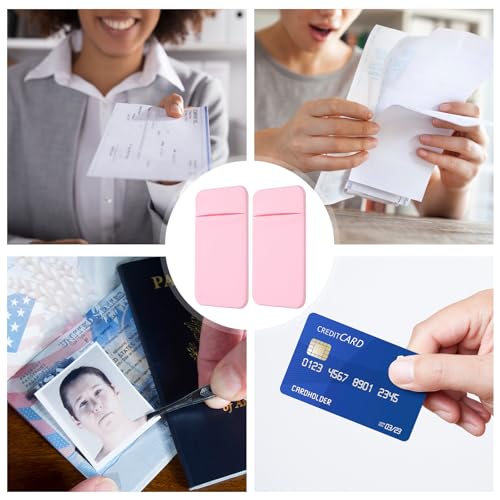 Garneck 2pcs Sticky Phone Card Holder Wallet Back Pocket with Elastic Stretch Fabric Cell Phone Wallet Stick-on for Ids and Cards Light Pink Adhesive Back Sleeve