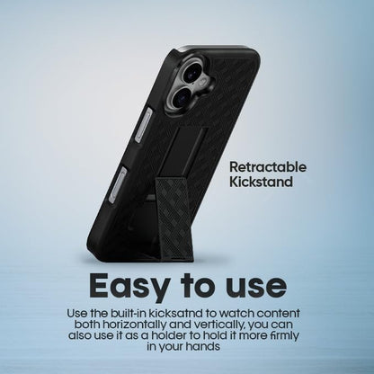 MOTIVE for iPhone 17 Case with Belt Clip, Rigid, Kickstand | 6.3" | Ranger v1 Series, Black, 360° holster, open-top/open-bottom port access, textured grip, slim - size: iPhone 17