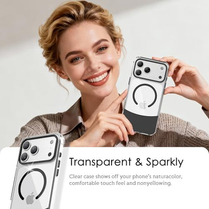 Magnetic Case for iPhone 17, Crystal Clear, [Compatible with Magsafe][Military Grade Drop Protection] Anti-Yellowing Slim Shockproof Transparent Protective Phone Cover, Black - color: Black, size: iPhone 17