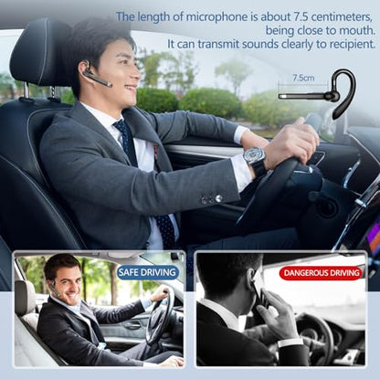 Bluetooth Headset with Microphone, Wireless Trucker Earpiece - color: Black