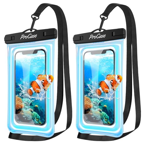 ProCase 2 Pack Floating Waterproof Phone Pouch, IPX8 Dry Bag for 7" Phones | Fits iPhone 17/16/15/14, Galaxy S24/S23 & Pixel 8/7. Touchscreen Waterproof Pouch for Swimming, Diving & Snow -Sparkle - color: Sparkle