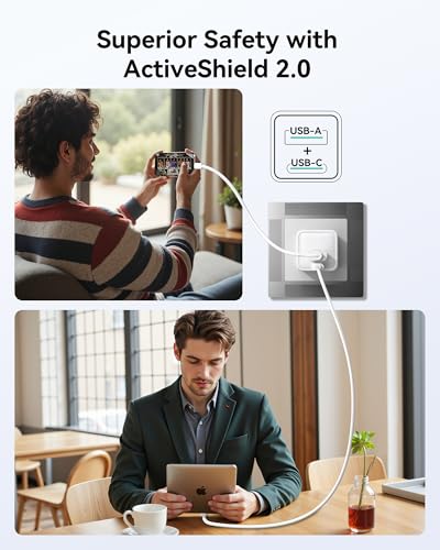 USB C Wall Charger Block 33W, Dual Port GaN PD3.0 Power Adapter Fast Type C Charging Block Foldable Plug Compatible with iPhone 17/Pro/Pro Max/17 Air/16/16 Plus/15/14/13/12, Galaxy, iPad, Airpods
