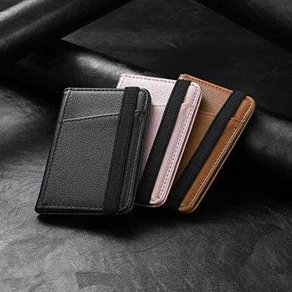 Wallet Stick on Phone Case, Credit Card Holder for Back of Phone Cases Flip Leather Wallet Sleeve Pouch Compatible with iPhone, Samsung Galaxy Android Most Smartphones Black - color: Black