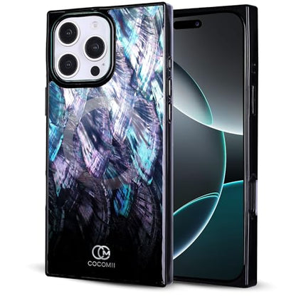 COCOMII Rectangle for iPhone 16 Pro Max Case, Black Real Mother of Pearl | Compatible with MagSafe Wireless Charging, Shockproof 10ft Drop Protection, Camera & Screen Protection, Premium Glossy Finish - color: Black Real Mother of Pearl, size: iPhone 16 P