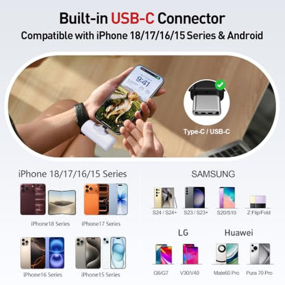 iWALK Portable Charger 5500mAh Next-Gen Small Power Bank 22.5W Fast Charging Battery USB-C Portable Phone Charger for iPhone 18/17/16/15 17 Plus 17 Pro Max iPad, Samsung Galaxy S25 S24 Android, White - color: White
