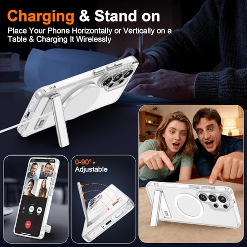 for Samsung Galaxy S26 Ultra Case with Kickstand,Shockproof Phone Case with Stand,Camera Frame with Raised Protection,Anti-Skid Case Phone Fits for Magsafe for Galaxy S26 Ultra Cover,6.9"-Clear - color: Clear
