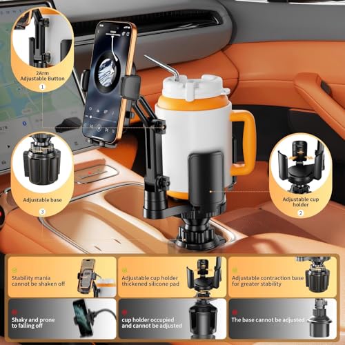Phone Holders for Your Car, 2 in 1 Cup Holder Phone Mount with Expander