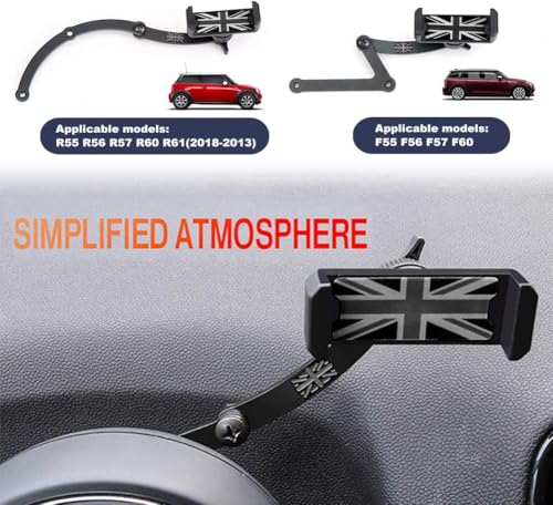 Behind Tachometer Mount Smart Phone GPS Mounting Design Phone Holder Kit for Mini Cooper R55 R56 R57 R60 R61(2008-2013seris) Union Jack (Gray) - color: Gray