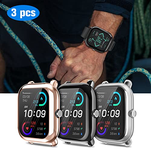 Fintie 3 Packs Case Compatible with Amazfit Bip U Pro/S/Lite/1S/GTS 2 Mini - color: Black+Clear+Rose Gold