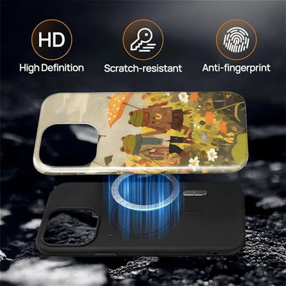 Magnetic for iPhone 15 Pro Case,[Compatible with Magsafe] Dual Layer Protective Heavy Duty Shockproof Rugged Drop Protection Bumper Hybrid Case - Rain Frog and Toad - color: Rain Frog and Toad, size: iPhone 15 Pro