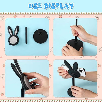 Kathfly 2 Pack Cute Phone Stand for Desk, Black and Milky White, Rabbit - color: Black and White, style: Rabbit