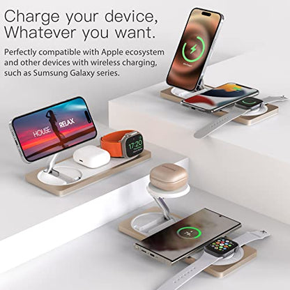 PETINO 3 in 1 Wireless Charging Station for Apple Devices with MagSafe - color: Golden