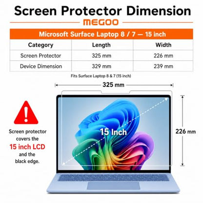 Megoo Screen Protector for Surface Laptop 8 15" - 9H Tempered Glass, ArmorShield Series - Also Fits Laptop 7 15" - size: Surface Laptop 15"