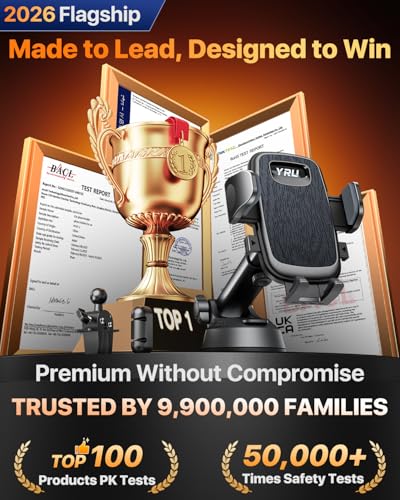 【2026 BEST & Military-Grade】360° Rotatable Suction Car Phone Holder Mount 【100+LBS Safest Strongest & Patent Certs】Dashboard Windshield Vent Truck Stand for iPhone 18 17 Pro Max Samsung, Matt Black - color: Matt Black