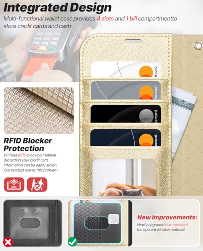 OCASE for iPhone 17 Pro Max Detachable Wallet Case with Card Holder, 2 in 1 PU Leather Flip Folio with RFID Blocking Stand Wrist Strap Shockproof Phone Cover 6.9 Inch 2025, Gold - color: Gold, size: iPhone 17 Pro Max