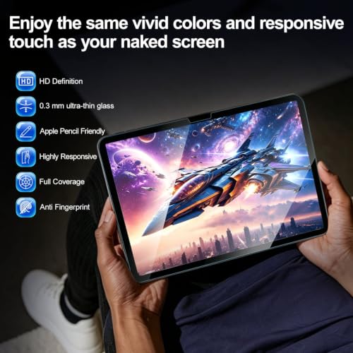 2 Pack Tempered Glass Screen Protector for iPad 11th (A16) 2025/iPad 10th Generation 2022, 9H 0.3mm Ultra Sensitive, High Transparency Film Guard - size: 11 inch
