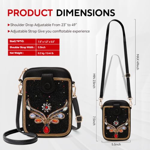 Women's Small Crossbody Cell Phone Bag, Boho Colorful Beaded Purse Wallet with Handmade Cute Patterns - color: Pattern 1