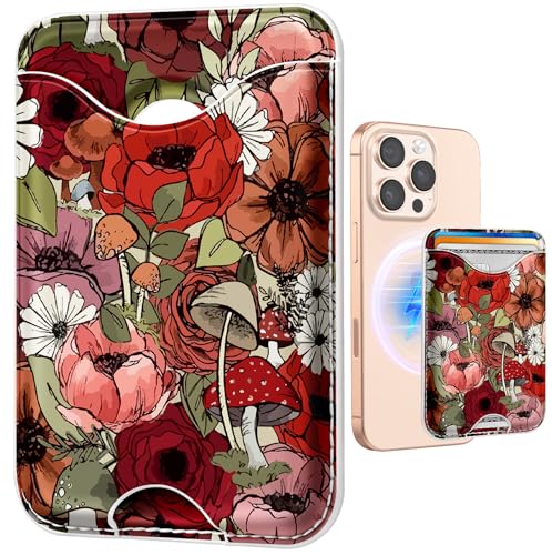 Shorogyt Compatible with Magsafe Wallet for Women, Flower Mushroom - color: Flower Mushroom